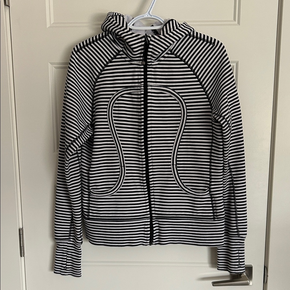 lululemon athletica Black and White Striped Scuba Hoodie